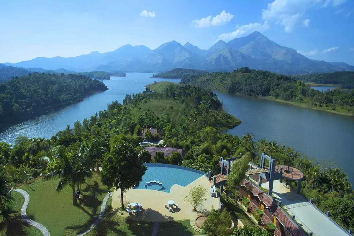 Stunning Banasura Sagar Dam lake and surrounding mountain range in Wayanad